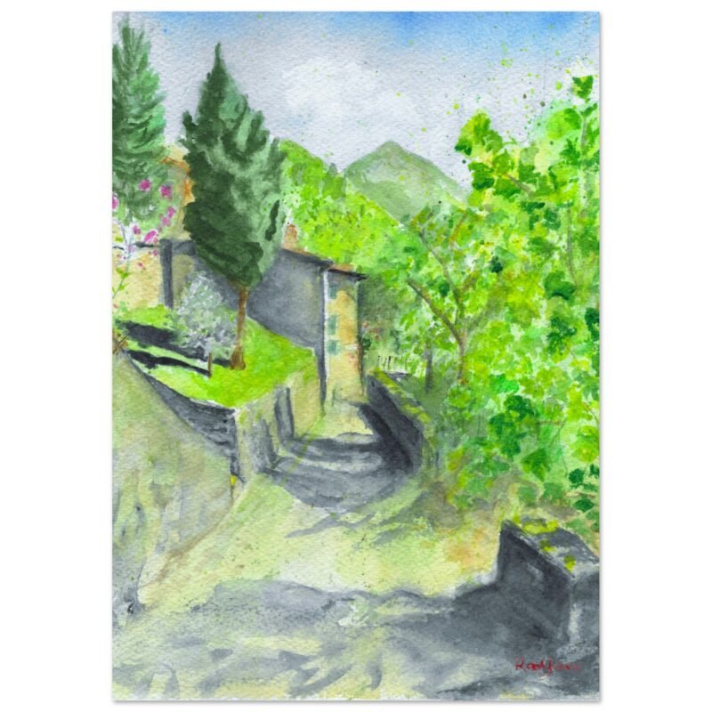 Sommocolonia, Painting of Sommocolonia, Barga in the summer.