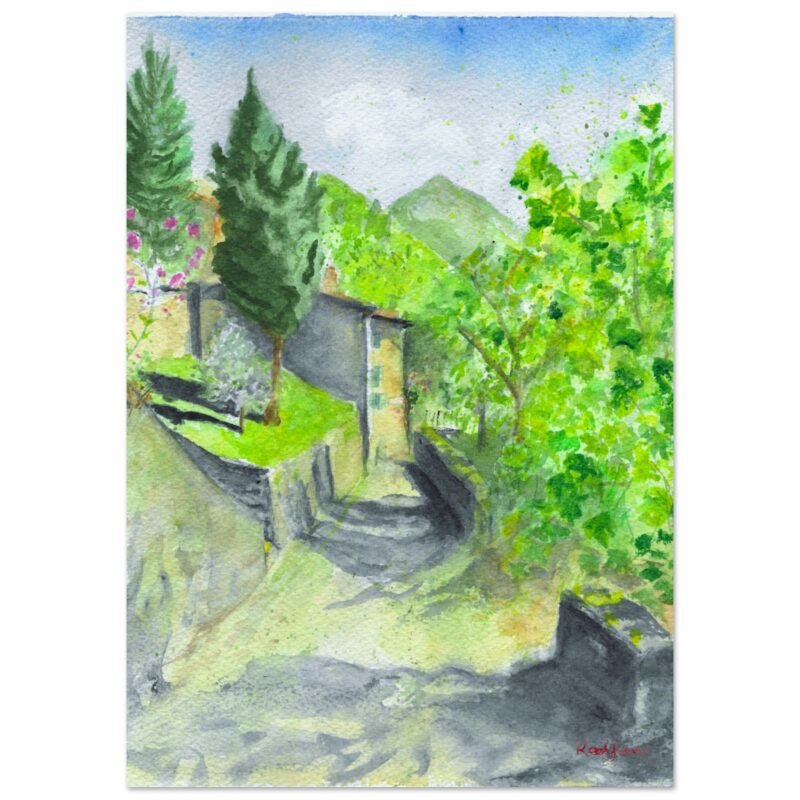 Sommocolonia, Painting of Sommocolonia, Barga in the summer.