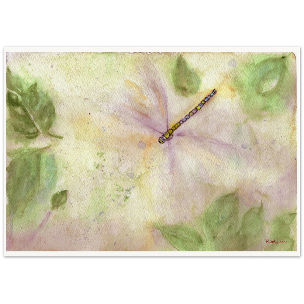 Dragonfly Over Puddle, Fine Art Watercolour Print - Image 4