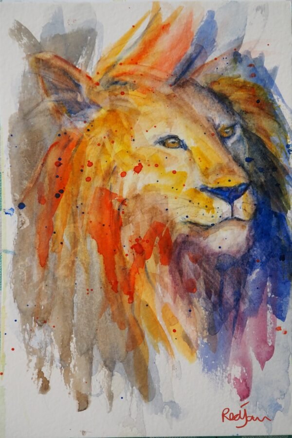 Lion Watercolour, Proud Lion Watercolour Print