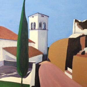 Sommocolonia. Painting of Sommocolonia a tiny hamlet in Tuscany near Barga and Lucca. Modern style print from original watercolour painting