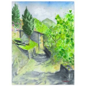 Watercolour Painting Of Sommocolonia In Summer